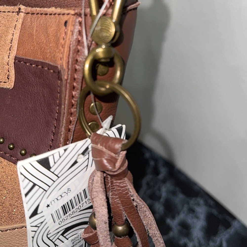 The SAK Brown Shoulder Bag Tote Multi-Patchwork Stud Indio Leather AUTHENTIC - Picture 3 of 13
